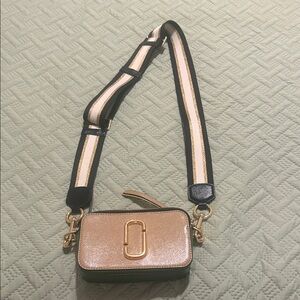 Marc Jacobs Metallic Gold Crossbody Bag with Black Trim